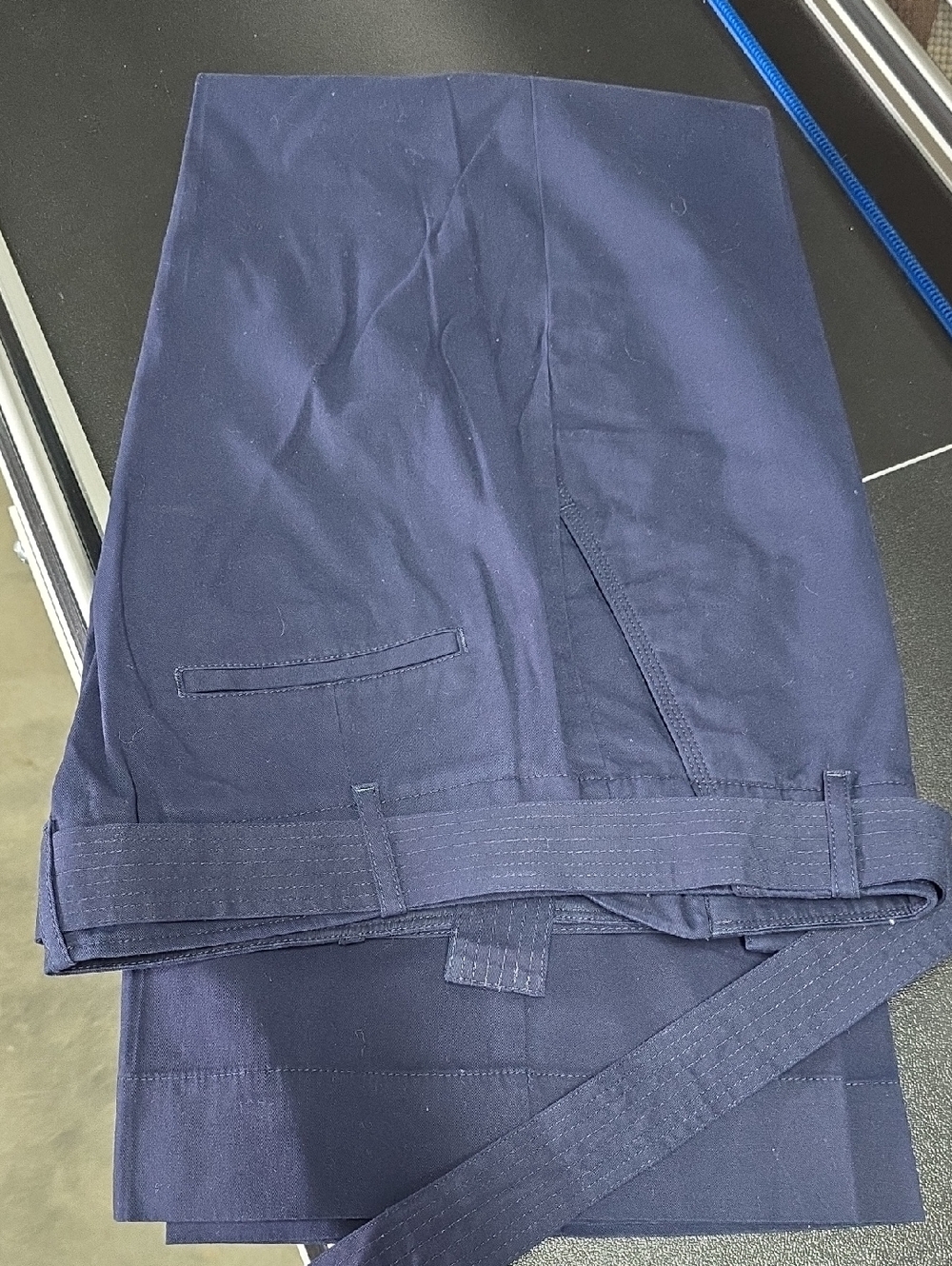 Talbots Navy Straight-Leg Trousers with Self Belt
